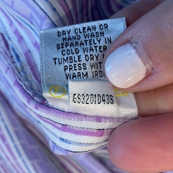 Bugatchi Uomo Mens Purple Pastel Long Sleeve Button-Down Shirt Shaped Fit Large - Picture 8 of 10